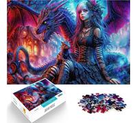 Puzzle da 1000 pezzi per adulti Guardiano del drago gotico Allena il tuo cervello e le tue mani Lista dei desideri con Babbo Natale 75x50cm