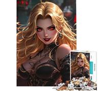 Puzzle da 1000 pezzi per adulti Guerriera bionda dagli occhi rossi difficile e stimolante antistress rilassante adatto a partire dai 14 anni 38x26cm