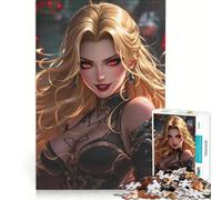 Puzzle da 1000 pezzi per adulti: Guerriera bionda dagli occhi rossi gioco rompicapo difficile compleanno e Natale 50x75cm