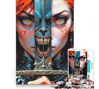Puzzle da 1000 pezzi per adulti: Guerriera dai capelli rossi gioco educativo migliora la memoria compleanno e Natale 38x26cm