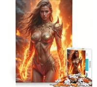 Puzzle da 1000 pezzi per adulti, guerriera dorata con poteri di fuoco, gioco rilassante, assemblaggio di modelli, lista dei desideri con Babbo Natale 38x52cm