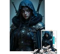 Puzzle da 1000 pezzi per adulti Guerriera incappucciata con spade gioco educativo regalo perfetto per le vacanze a casa (dimensioni 50x75cm)