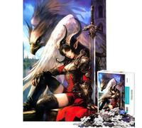 Puzzle da 1000 pezzi per adulti Guerriero Angelo Oscuro gioco rompicapo per adulti migliora la memoria regalo di Natale o compleanno (dimensioni 38x52cm)