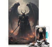 Puzzle da 1000 pezzi per adulti: Guerriero Angelo Oscuro in un paesaggio infuocato, gioco impossibile, interazione genitore-figlio, lista dei desideri con Babbo Natale 38x26cm