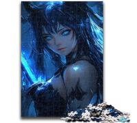 Puzzle da 1000 pezzi per adulti Guerriero Anime dagli occhi azzurri Sfida difficile con poster abbinato e foglio di quiz 38x26cm