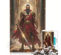 Puzzle da 1000 pezzi per adulti guerriero con spada e armatura dorata gioco impossibile decorazione per la casa ideale come regalo per tutta la famiglia 38x52cm
