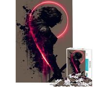 Puzzle da 1000 pezzi per adulti guerriero cyberpunk con aureola al neon giochi per famiglie giocattoli avvincenti per coltivare la pazienza regalo di compleanno un'opera d'arte (dimensioni 75x50cm)