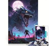 Puzzle da 1000 pezzi per adulti: Guerriero Drago e Luna Piena, gioco educativo, allena la mente e la mano, migliora l'amore tra le coppie 50x75cm