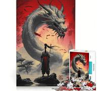 Puzzle da 1000 pezzi per adulti Guerriero e Drago gioco giapponese impossibile rilassante e stimolante per la mente adatto come decorazione da scrivania 38x52cm