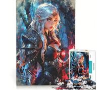 Puzzle da 1000 pezzi per adulti: Guerriero elfo con magia del fuoco, gioco impossibile, decorazione per la casa, ideale come regalo per tutta la famiglia 38x52cm