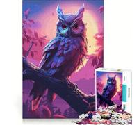 Puzzle da 1000 pezzi per adulti gufo ad acquerello su un ramo gioco impossibile decorazione per la casa ideale come regalo per tutta la famiglia 38x52cm