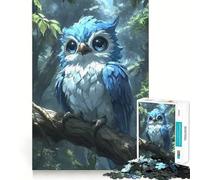 Puzzle da 1000 pezzi per adulti,gufo blu appollaiato su un ramo Gioco di abilità,problem solving,divertimento rilassante,decorazione natalizia 38x52cm