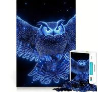 Puzzle da 1000 pezzi per adulti,gufo blu in volo,taglio preciso,gioco di logica e pensiero,svago e divertimento,scena natalizia 38x26cm
