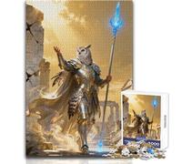 Puzzle da 1000 pezzi per adulti, gufo cavaliere in antiche rovine, divertente e tranquillo tempo libero, giocattolo di precisione, dimensioni 38x26cm