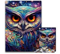 Puzzle da 1000 pezzi per adulti, gufo colorato, puzzle in legno, gioco interattivo per famiglie, regalo artigianale con opere d'arte colorate, 50x75CM/19,68x29,52 pollici
