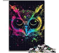Puzzle da 1000 pezzi per adulti Gufo con occhiali da sole in legno, rompicapo ad alta difficoltà per adolescenti 50x75cm per arredamento casa, allenamento del cervello e regali per le feste