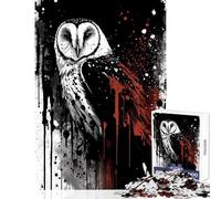 Puzzle da 1000 pezzi per adulti,gufo di palude dipinto a inchiostro,decorazione per la casa,giocattoli,regali per donne e uomini,gioco rompicapo difficile e stimolante,dimensioni 50x75cm