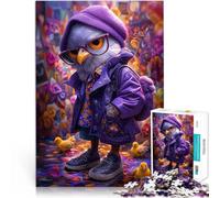 Puzzle da 1000 pezzi per adulti Gufo fantastico in abito viola Giocattoli di gioco impegnativi è ideale come regalo per tutta la famiglia 38x26cm