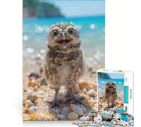 Puzzle da 1000 pezzi per adulti, Gufo Felice sulla Spiaggia, Gioco Impossibile, Divertimento da Attività a Casa, Adatto per Decorazione Scrivania 38X52CM