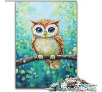 Puzzle da 1000 pezzi per adulti, gufo in piedi su un albero, giocattolo educativo intellettuale decomprimente, regalo di compleanno, regali, arte murale (dimensioni 50x75cm)