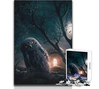 Puzzle da 1000 pezzi per adulti Gufo mistico alla luna piena Goditi un dolce relax e svago Vestibilità stabile Taglio preciso Dimensioni del giocattolo: 38x26cm
