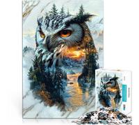 Puzzle da 1000 pezzi per adulti Gufo mistico di montagna Giocattoli educativi per l'apprendimento Giochi per famiglie Adatto alle coppie 38x26cm