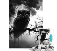 Puzzle da 1000 pezzi per adulti gufo monocromatico appollaiato su un ramo sfida per l'intelligenza giocattolo avvincente giochi per famiglie decorazione da parete regalo divertente (38x52cm)