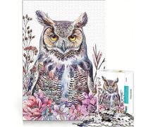 Puzzle da 1000 pezzi per adulti gufo natura gioco educativo difficile e stimolante collezione d'artista belle arti 50x75cm