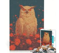 Puzzle da 1000 pezzi per adulti gufo nel roseto gioco di famiglia assemblaggio compleanno e Natale 50x75cm