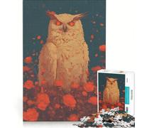 Puzzle da 1000 pezzi per adulti gufo nel roseto gioco educativo difficile e stimolante collezione d'artista belle arti 38x26cm