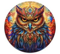 Puzzle da 1000 pezzi per adulti, gufo psichedelico, puzzle rotondo in cartone, sviluppa la coordinazione occhio-mano, perfetto come regalo di compleanno (67,5x67,5 cm)
