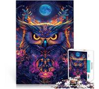 Puzzle da 1000 pezzi per adulti Gufo sotto la luna Aiuta il cervello ad allenare i giocattoli che creano dipendenza per coltivare la pazienza decorazione murale 26x38cm