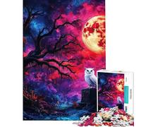 Puzzle da 1000 pezzi per adulti Gufo sotto la luna di sangue Puzzle per adolescenti Vacanza a casa Ammazza il tempo Aiuta ad allenare la mente compleanno e altri compleanni 38x52cm