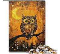 Puzzle da 1000 pezzi per adulti Gufo sotto la luna, gioco per famiglie antistress, sfida difficile, rafforza l'amore tra coppie (dimensioni 26x38cm)