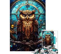 Puzzle da 1000 pezzi per adulti gufo steampunk puzzle macchiato per adulti gioco divertente antistress difficile e stimolante (dimensioni 38x52cm)