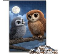 Puzzle da 1000 pezzi per adulti, gufo sull'albero, adolescenti, coppie e amici per compleanni, Natale, 50x75cm