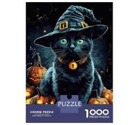 Puzzle Da 1000 Pezzi Per Adulti Halloween Witch Cat Puzzle Per Adulti Giocattolo Decorazione Da Parete Corsa Di Velocità Manuale Difficile E Sfida 38x26cm/1000pcs
