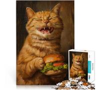 Puzzle da 1000 pezzi per adulti Hamburger di gatto malvagio e felice Gioco a quiz Ogni pezzo è unico - Gioco divertente e stimolante per tutta la famiglia 38x26cm