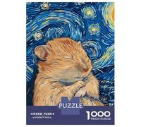 Puzzle Da 1000 Pezzi Per Adulti Hamster in Starry Night Style Puzzle Per Adulti Gioco Rompicapo Un'opera D'arte Attività Divertenti A Casa 70x50cm/1000pcs