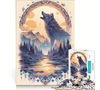 Puzzle da 1000 pezzi per adulti, Harmony Wolf Howl at Dusk, gioco impossibile, divertente attività da fare in casa, adatto come decorazione da scrivania 38x26cm