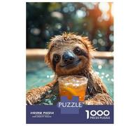 Puzzle Da 1000 Pezzi Per Adulti Have A Drink with A Sloth Puzzle Per Adulti Giochi Rilassanti Difficili Difficili Regali Unici Per Compleanno E Natale 52x38cm/1000pcs