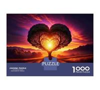 Puzzle Da 1000 Pezzi Per Adulti Heart-Shaped Tree Sunset Puzzle Per Adulti Gioco Rompicapo Analisi E Logica Per È Ideale Come Regalo 52x38cm/1000pcs
