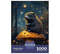 Puzzle Da 1000 Pezzi Per Adulti Hedgehog on Mushroom in Starry Night Puzzle Per Adulti Gioco Pratico Vacanza A Casa Passatempo Riduzione Dello Stress Regali 52x38cm/1000pcs