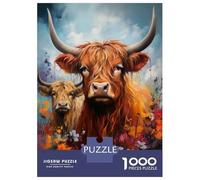 Puzzle Da 1000 Pezzi Per Adulti Highland Cow And Calf Puzzle Per Adulti Gioco Pratico Difficile Difficile E Sfida 52x38cm/1000pcs