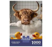 Puzzle Da 1000 Pezzi Per Adulti Highland Cow on Bathtub Puzzle Per Adolescenti Gioco Rompicapo Decorazione Per La Casa È Ideale Come Regalo 38x26cm/1000pcs