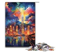 Puzzle da 1000 pezzi per adulti Hong Kong è circondata da schizzi Molti puzzle educativi colorati gioco educativo per compleanno e Natale 75x50 cm