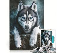Puzzle da 1000 pezzi per adulti: Husky dagli occhi azzurri, gioco educativo, allena la mente e la mano, migliora l'amore tra le coppie 38x52cm