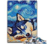 Puzzle da 1000 pezzi per adulti Husky Night Sky Giocattoli educativi educativi Giochi per famiglie Migliora l'amore tra coppie 26x38cm