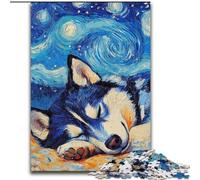 Puzzle da 1000 pezzi per adulti, Husky Night Sky, puzzle da 1000 pezzi per adulti, interazione familiare e sfida mentale, sfida di attività per famiglie (dimensioni 26x38cm)