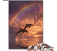 Puzzle da 1000 pezzi per adulti "I delfini sotto l'arcobaleno", gioco di attività per famiglie per adolescenti, rompicapo impegnativo (dimensioni 26x38cm)